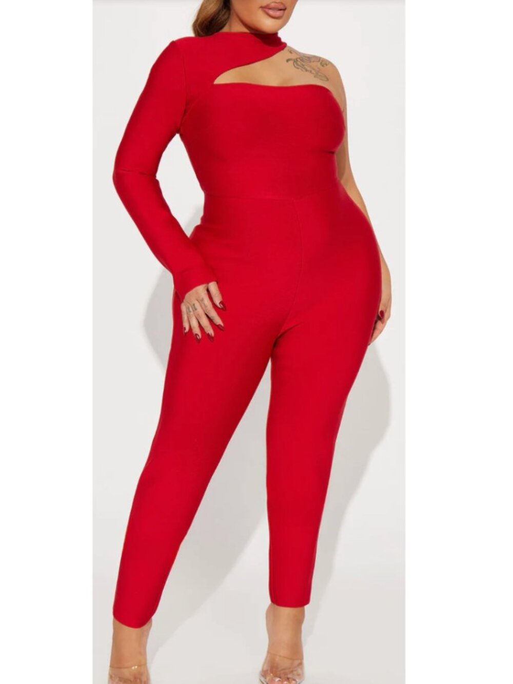Fashion Nova Make It Out Bandage Jumpsuit Red Size 1x